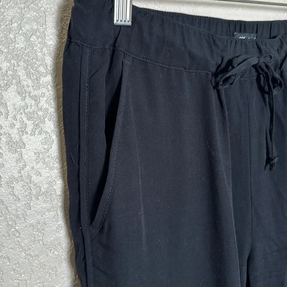 Madewell Womens Black XS Pants Elastic Tie Front Waist Pockets Side Slit Ankle - Picture 5 of 9